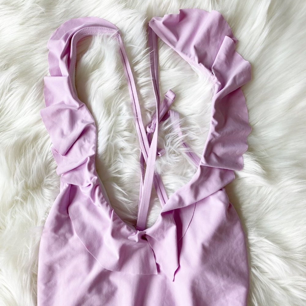 Free Press Dani Ruffle Pink One Piece Swimsuit S - Picture 6 of 13